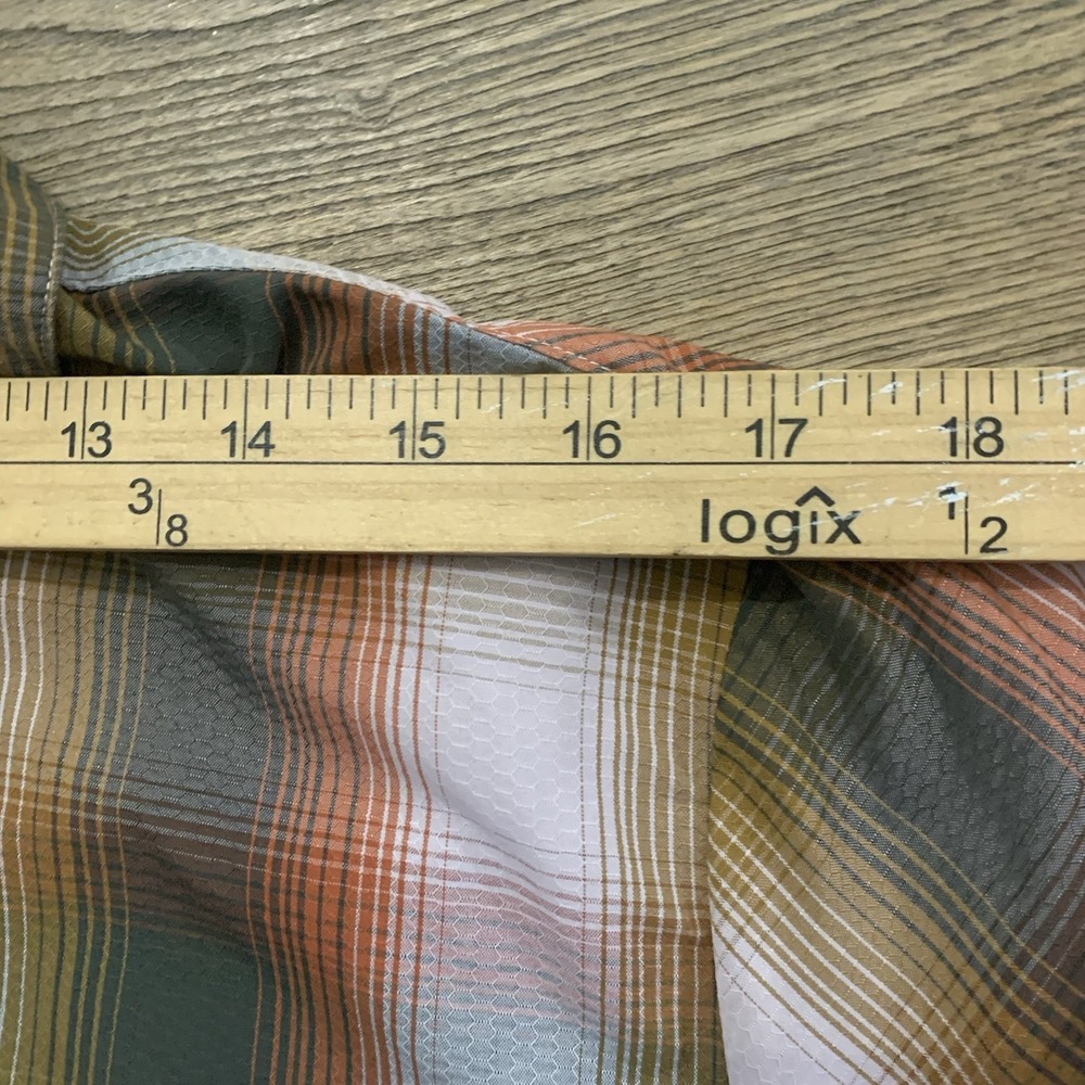 Eddie Bauer Travex Plaid Flannel Shirt Women's XL Tan Cream Rust Button Up - Picture 6 of 8